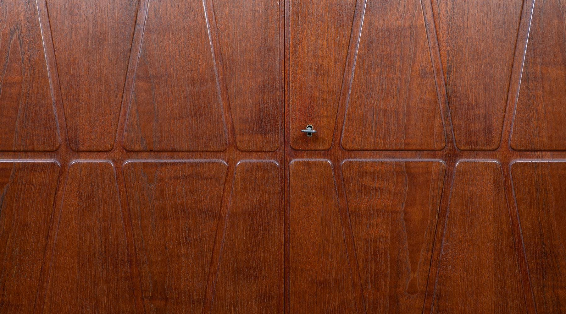 Brass 1950s Teak and Oak Frame Highboard by Yngve Ekström