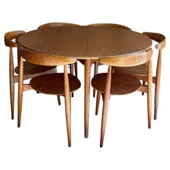 1950s Teak and Oak “Heart” Dining Table & Chairs by Hans J. Wegner