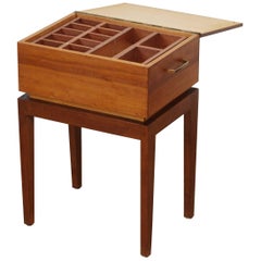 1950s, Teak and Pine Sewing Side Table