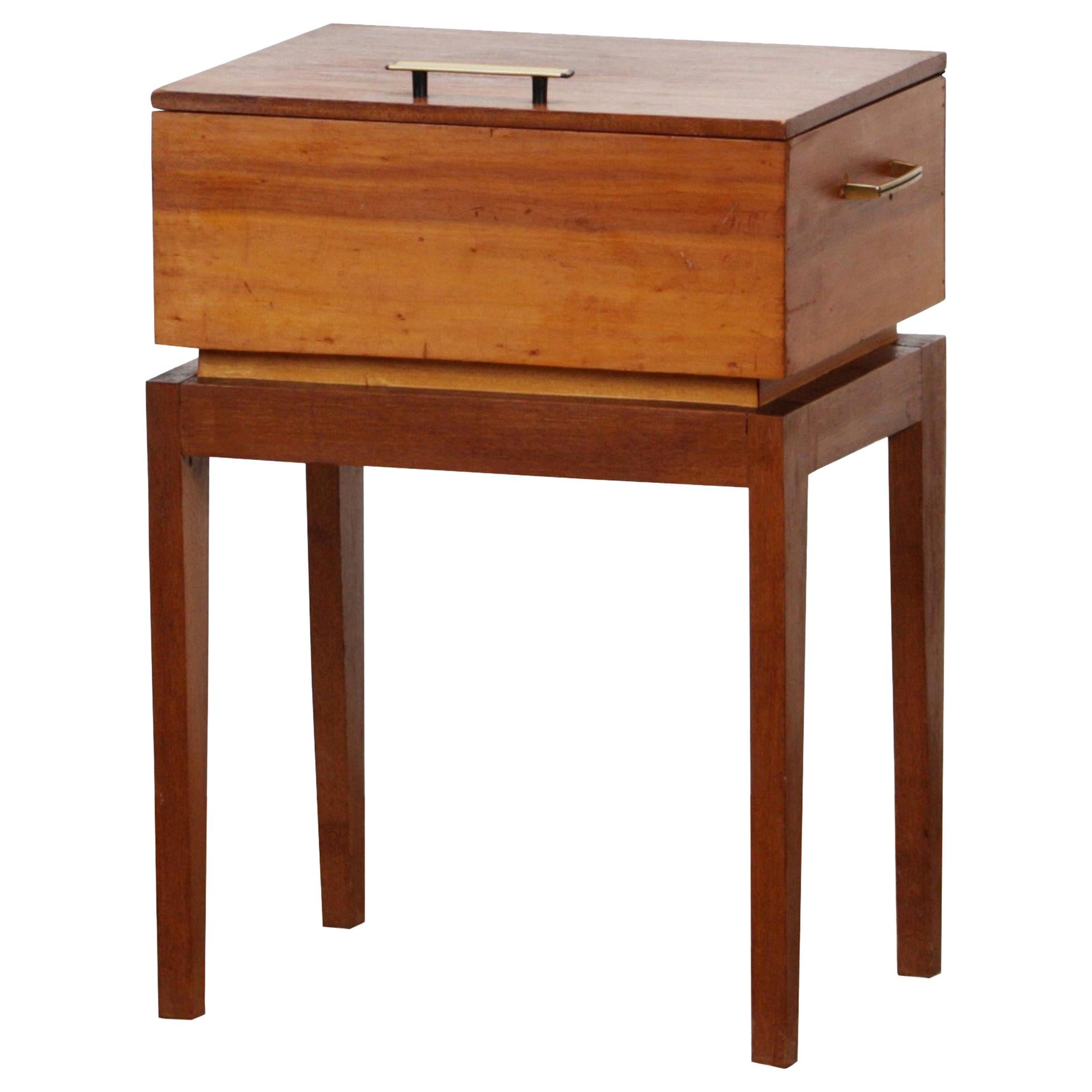 1950s Teak and Pine Sewing Side Table
