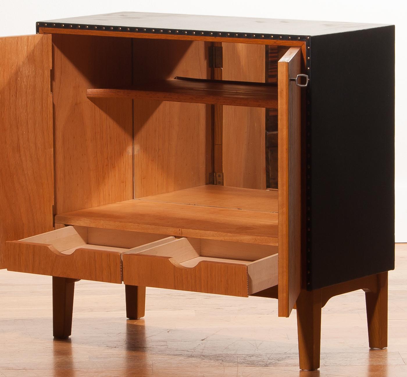 Swedish 1950s, Teak and Skai Mini-Bar by Bertil Fridhagen for Bodafors