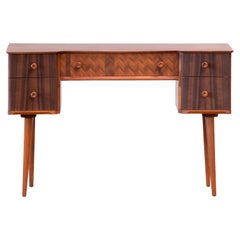 1950s Teak and Walnut Writing Desk with Marquetry