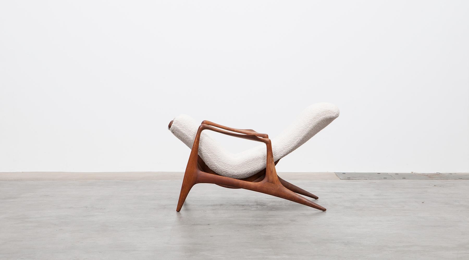 1950s Teak and White Upholstery Lounge Chair by Vladimir Kagan 6