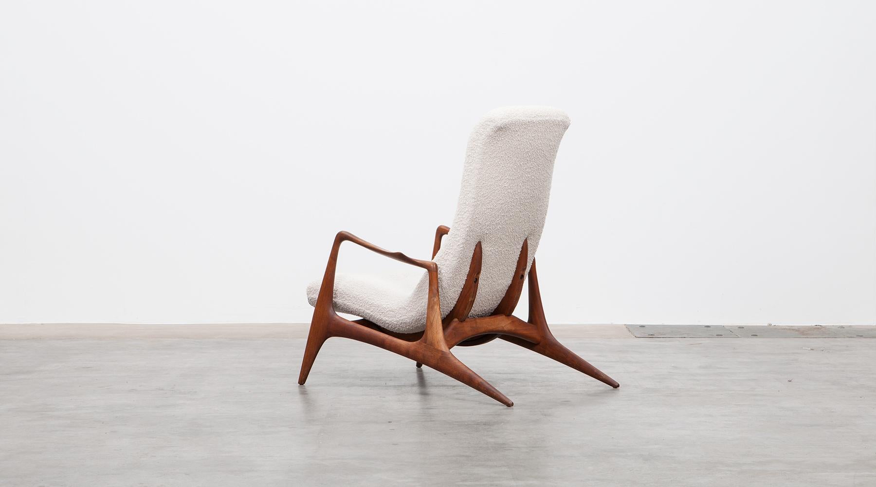 1950s Teak and White Upholstery Lounge Chair by Vladimir Kagan 10