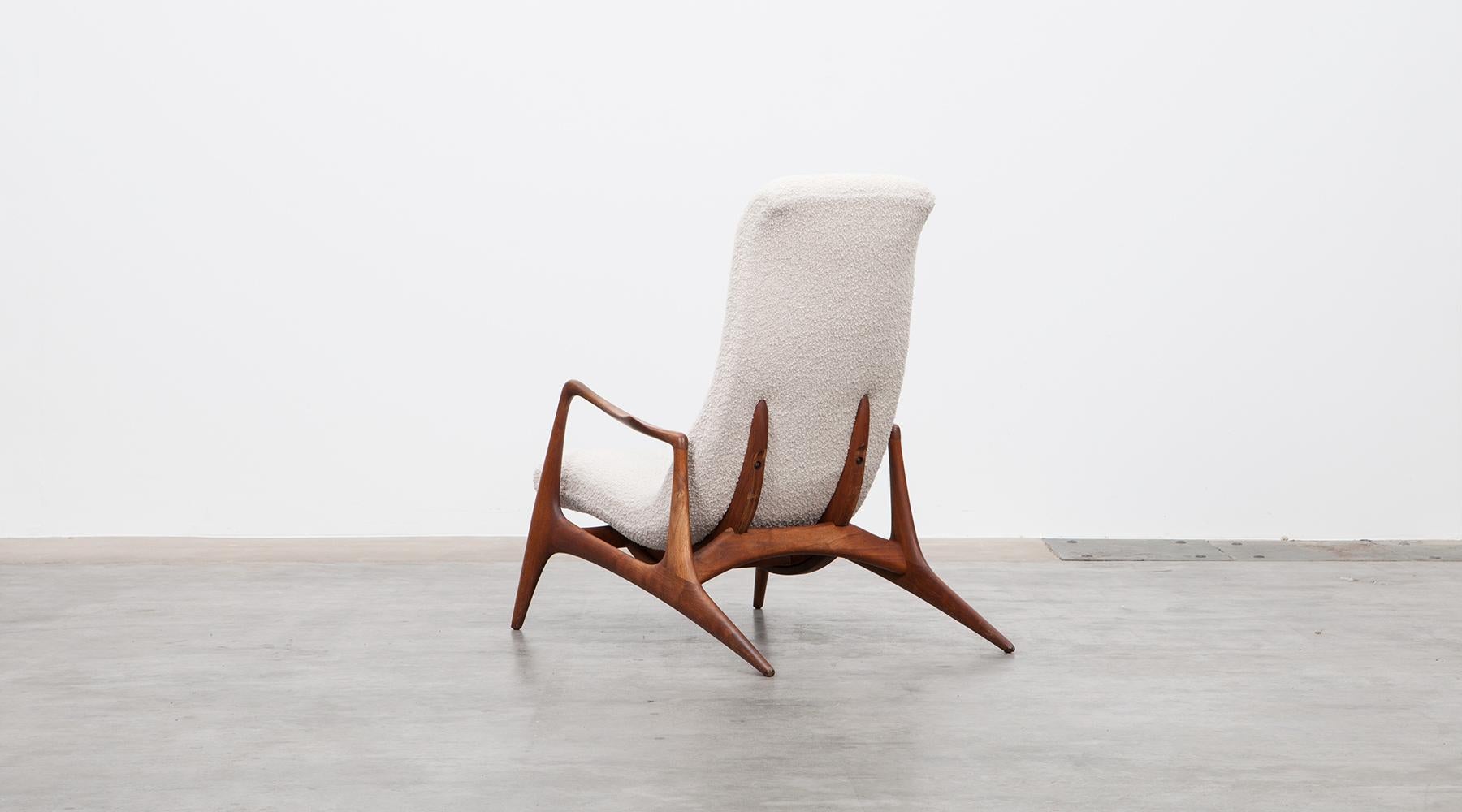 1950s Teak and White Upholstery Lounge Chair by Vladimir Kagan 11