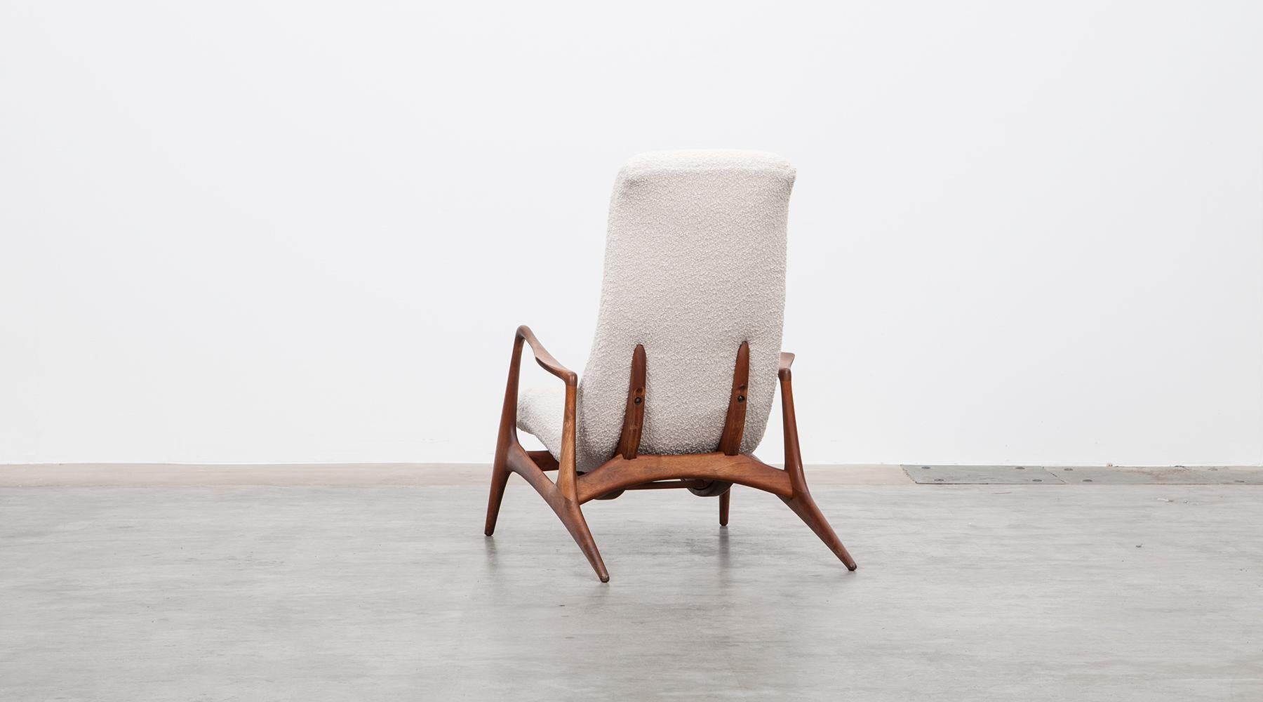 1950s Teak and White Upholstery Lounge Chair by Vladimir Kagan 12