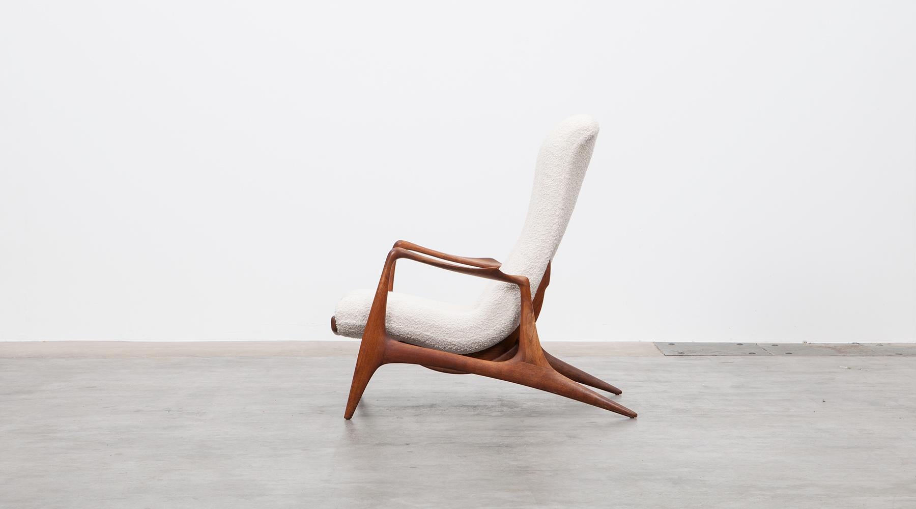 1950s Teak and White Upholstery Lounge Chair by Vladimir Kagan 3