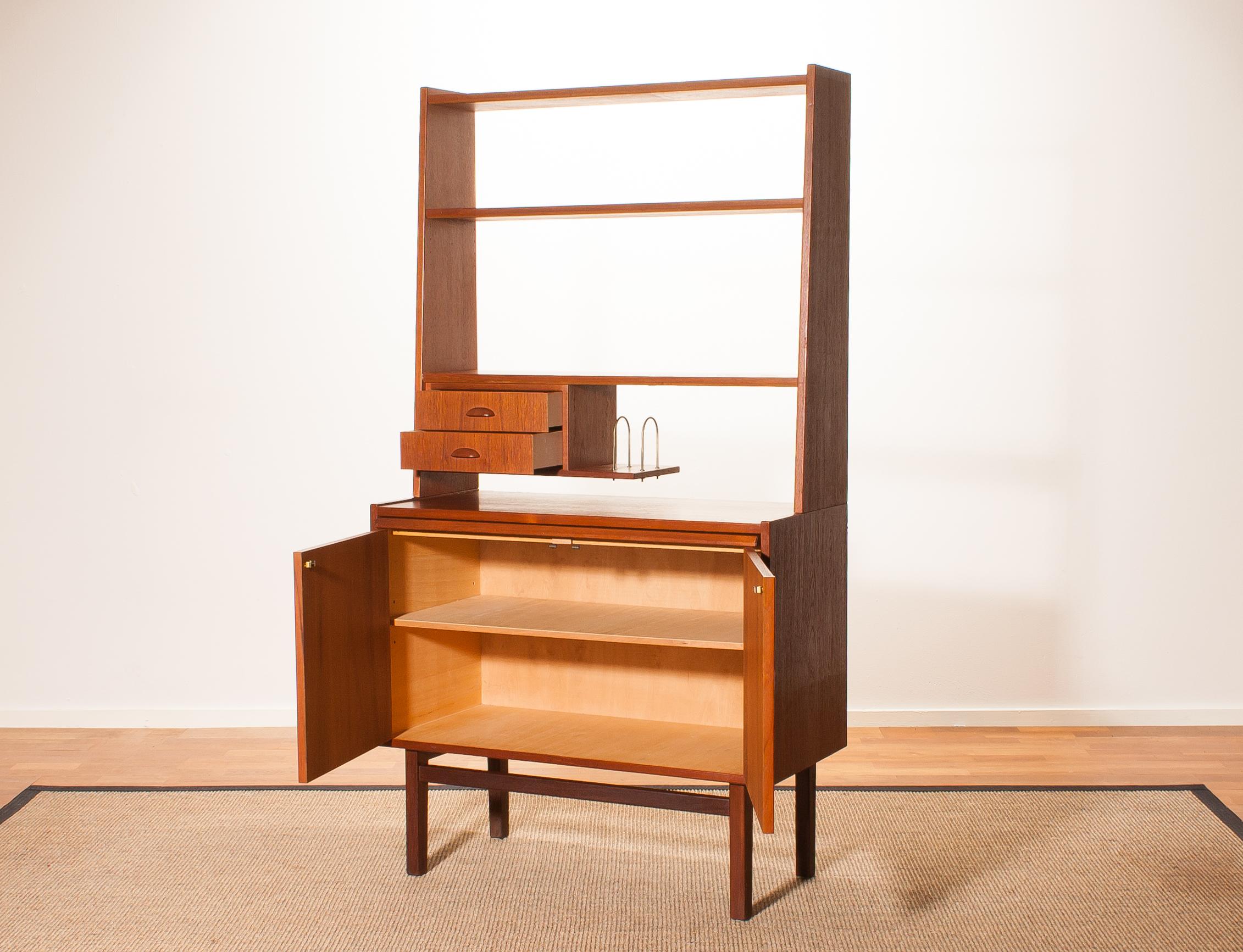 1950s Teak Bookshelves Secretaire Cabinet by Hovmantorp 2