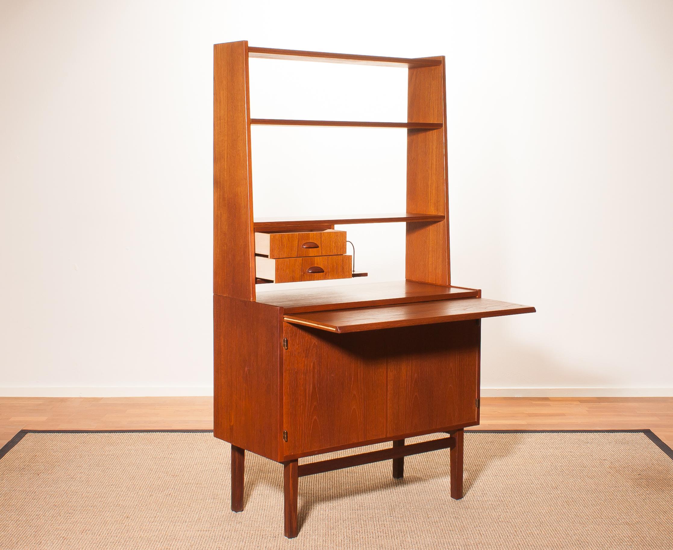 1950s Teak Bookshelves Secretaire Cabinet by Hovmantorp 3