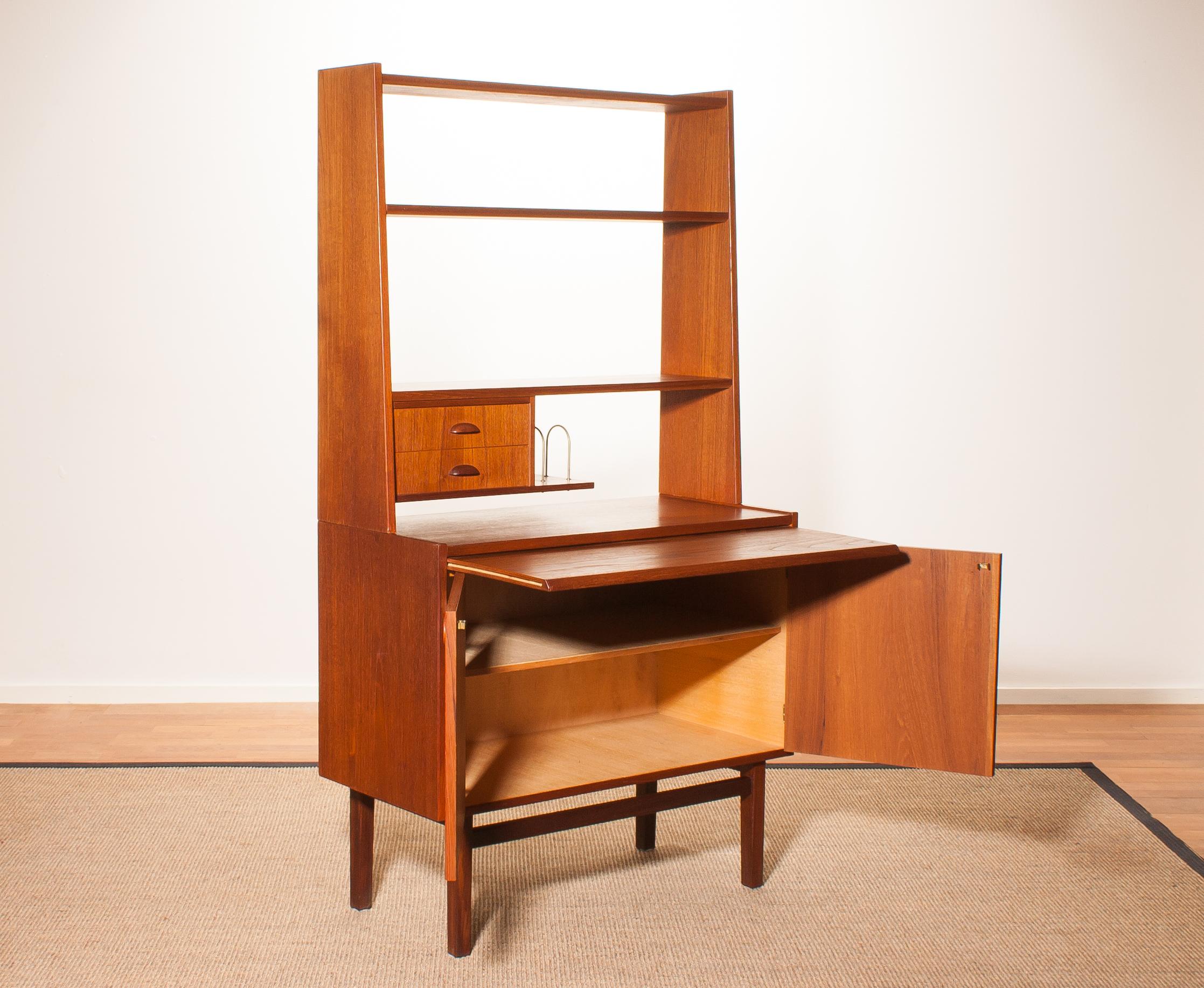 1950s Teak Bookshelves Secretaire Cabinet by Hovmantorp 4