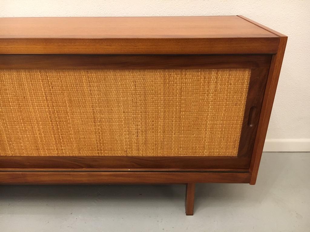 European 1950s Teak and Cane Sideboard in the Style of Hans Wegner