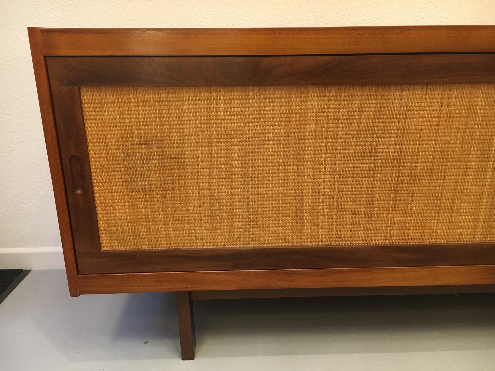 Mid-20th Century 1950s Teak and Cane Sideboard in the Style of Hans Wegner