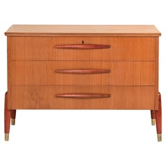 1950s teak chest of drawers with three drawers
