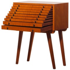 1950s, Teak Coin Collectors Chest of Drawers