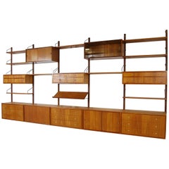 Vintage 1950s Teak Danish Royal Modular Shelving System Wall Unit by Poul Cadovius