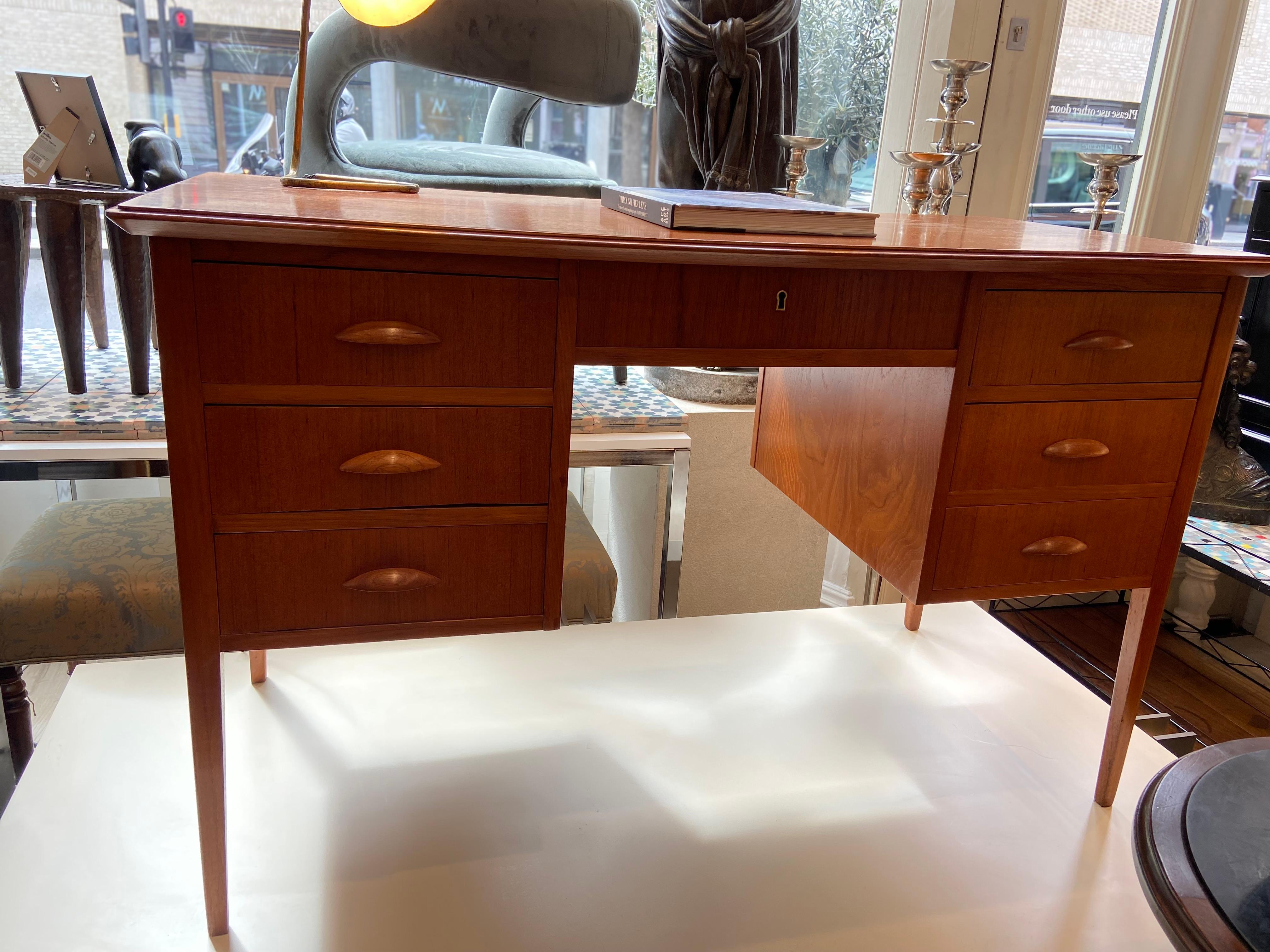 Teak 1950's teak desk by Niels Christensen Jun For Sale