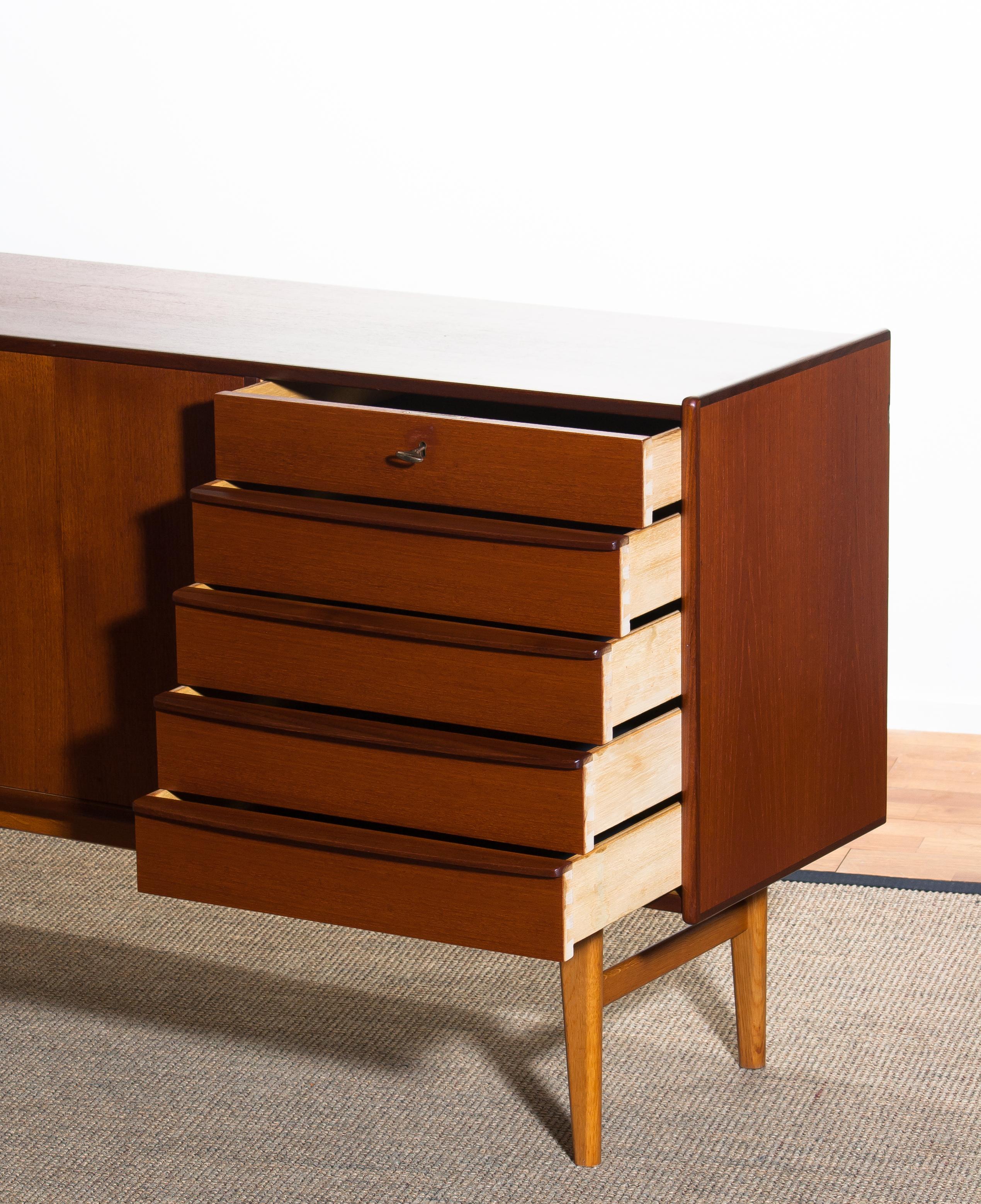 Swedish 1950s Teak Midcentury Sideboard on Oak Stand by Ulferts, Sweden