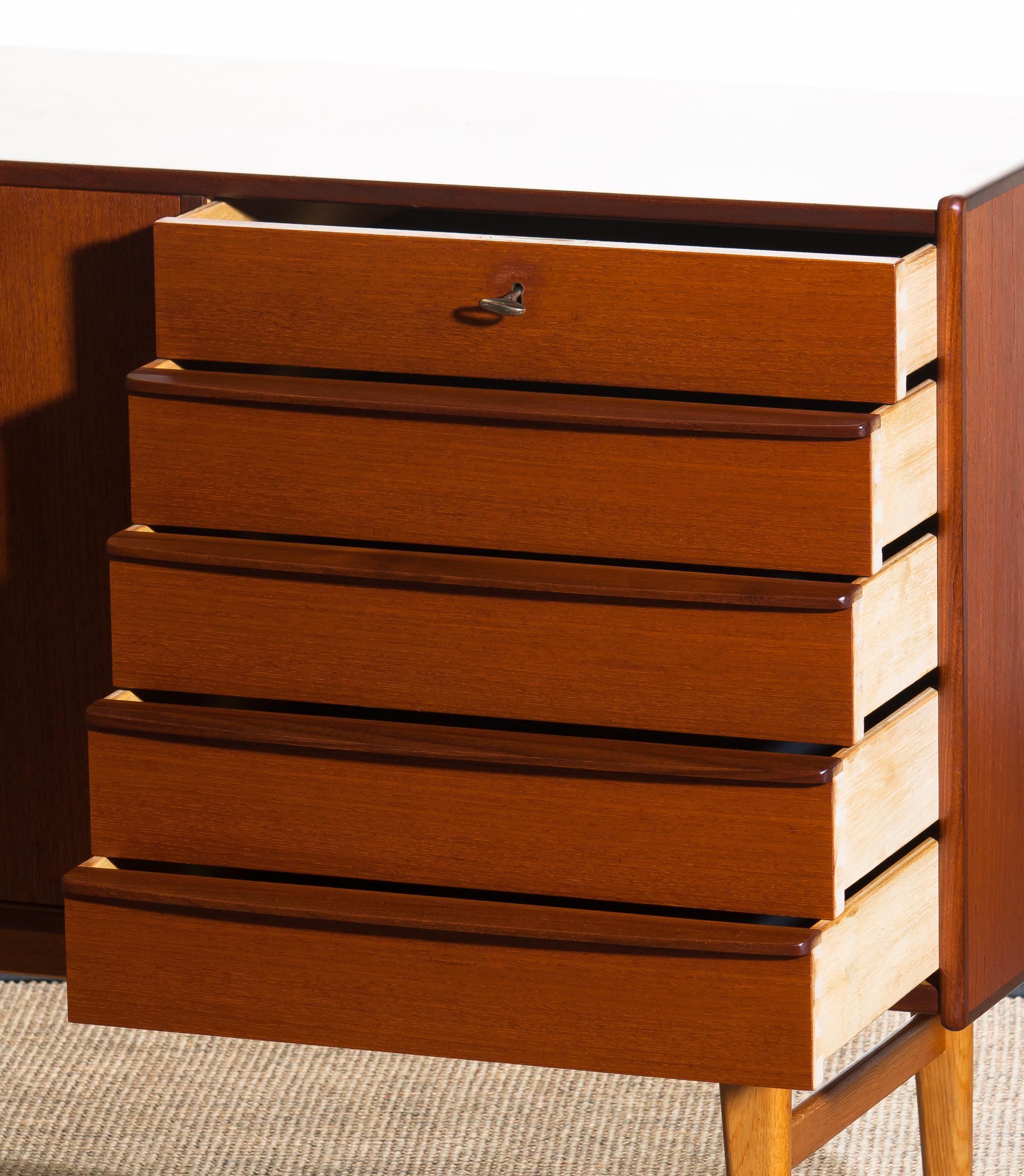 Mid-20th Century 1950s Teak Midcentury Sideboard on Oak Stand by Ulferts, Sweden