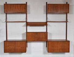 1950s Teak Modular Danish Royal System Shelving by Poul Cadovius Office Desk Bar