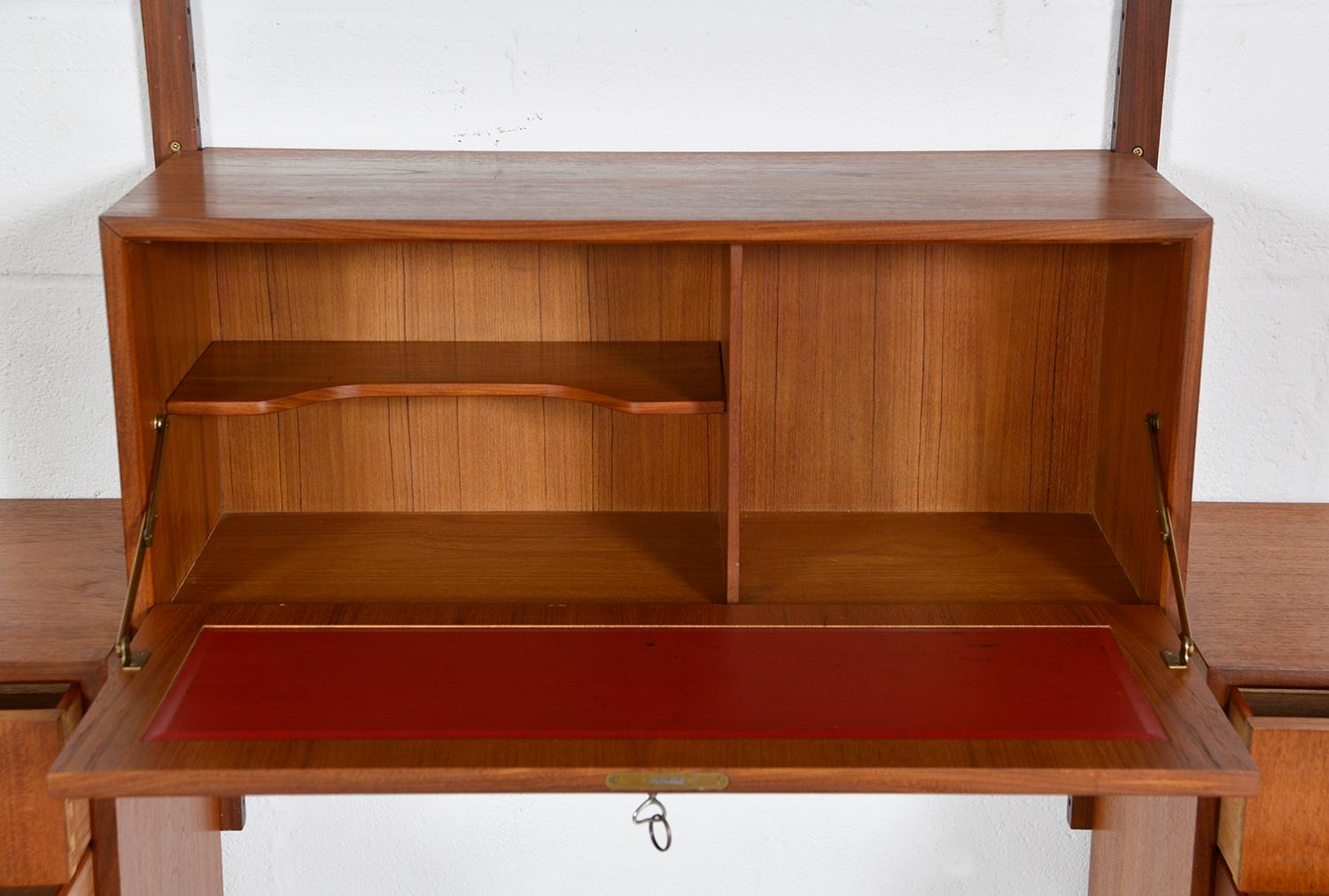 1950s Teak Modular Danish Royal System Shelving by Poul Cadovius Office Desk Bar 2