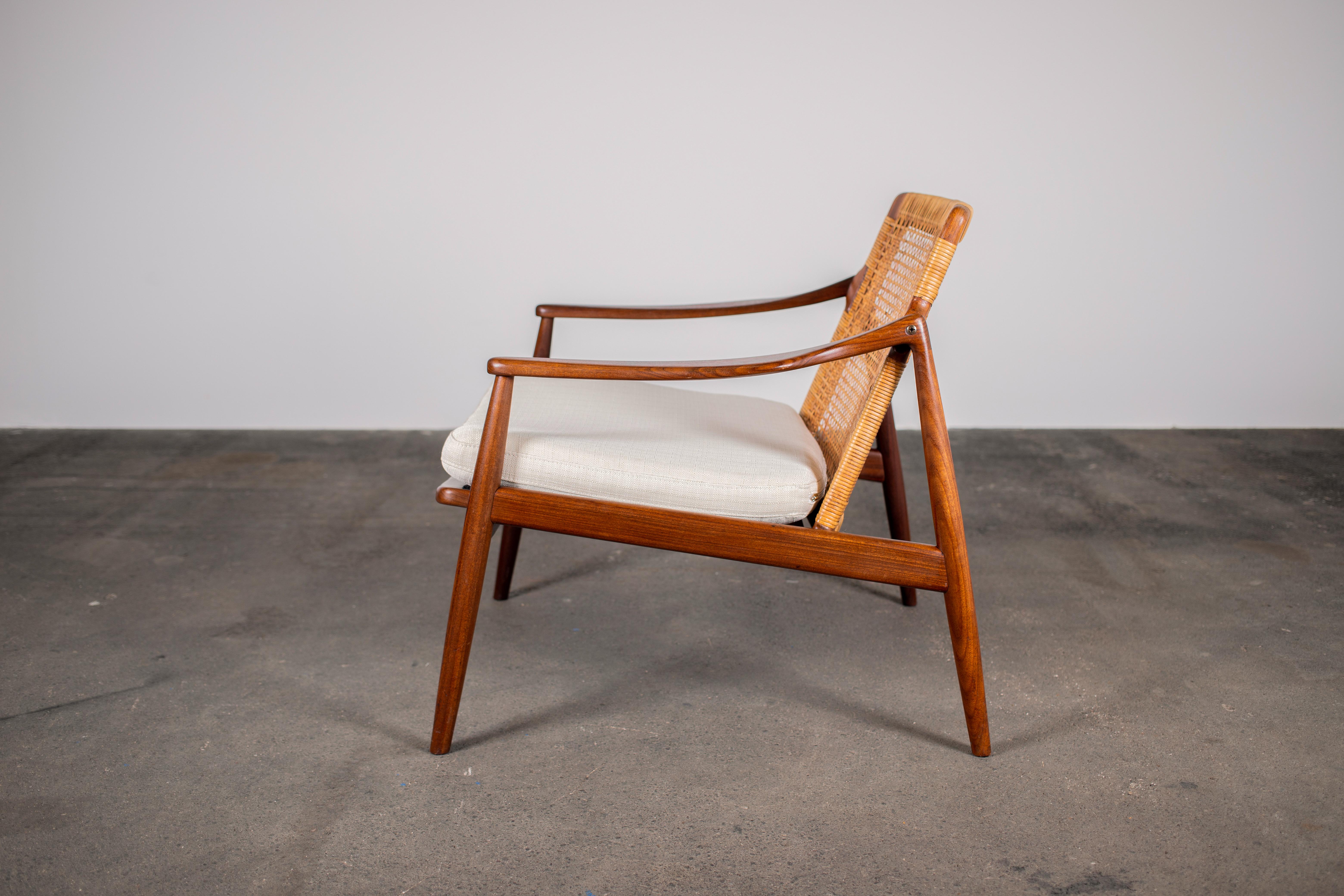 1950s Teak & Rattan Arm Chair by Hartmut Lohmeyer for Wilkhahn 2