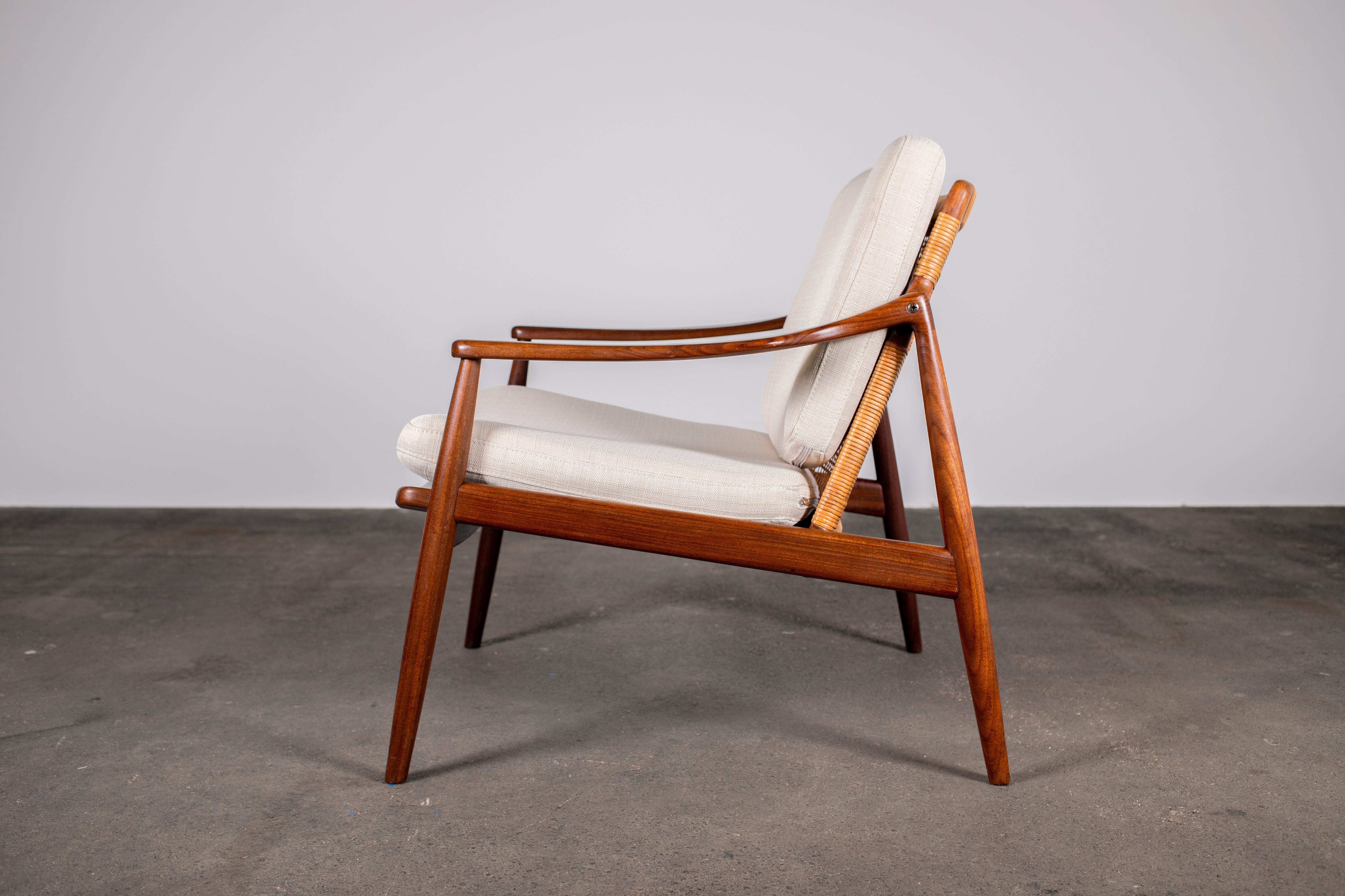 1950s Teak & Rattan Arm Chair by Hartmut Lohmeyer for Wilkhahn 3