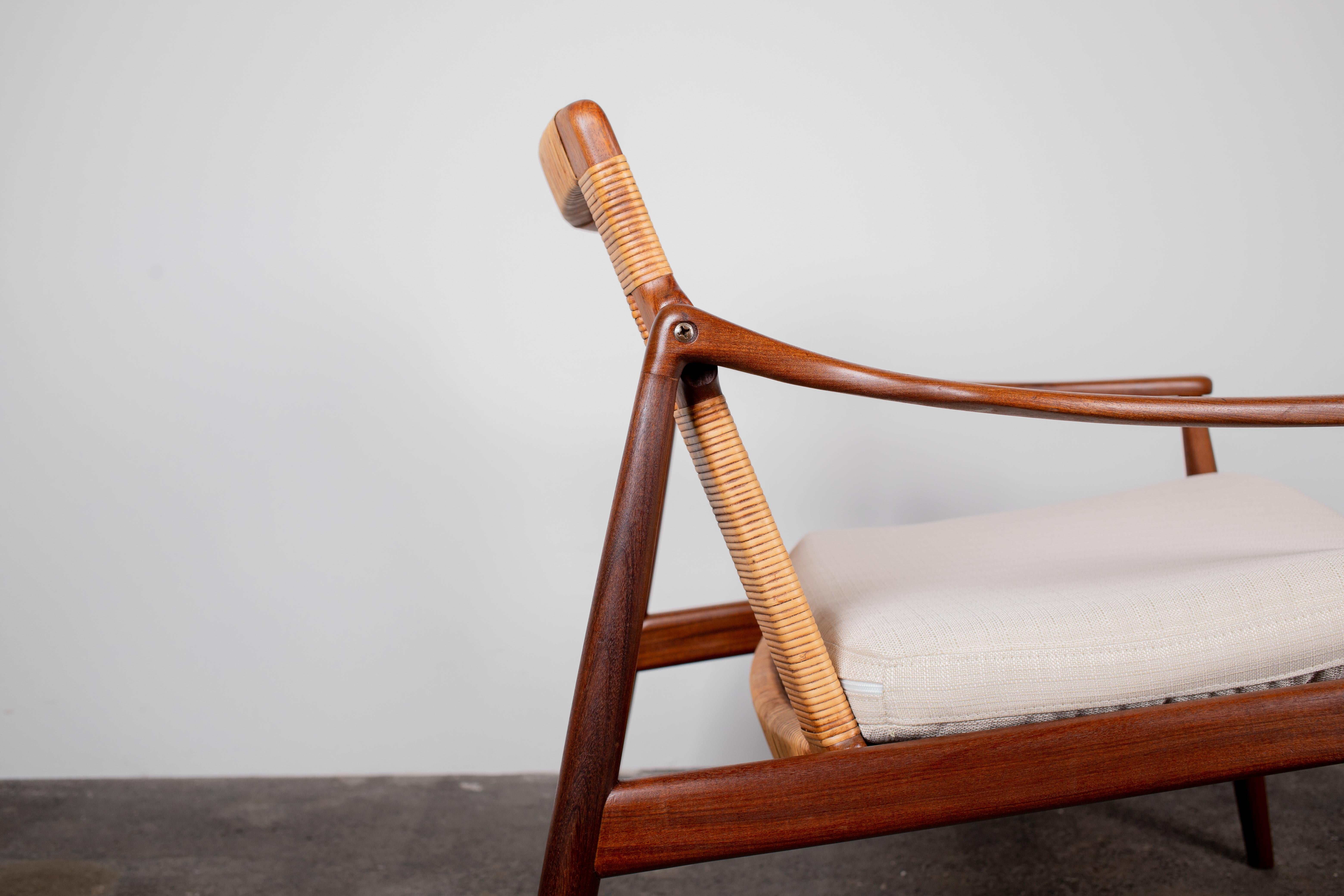 1950s Teak & Rattan Arm Chair by Hartmut Lohmeyer for Wilkhahn 7