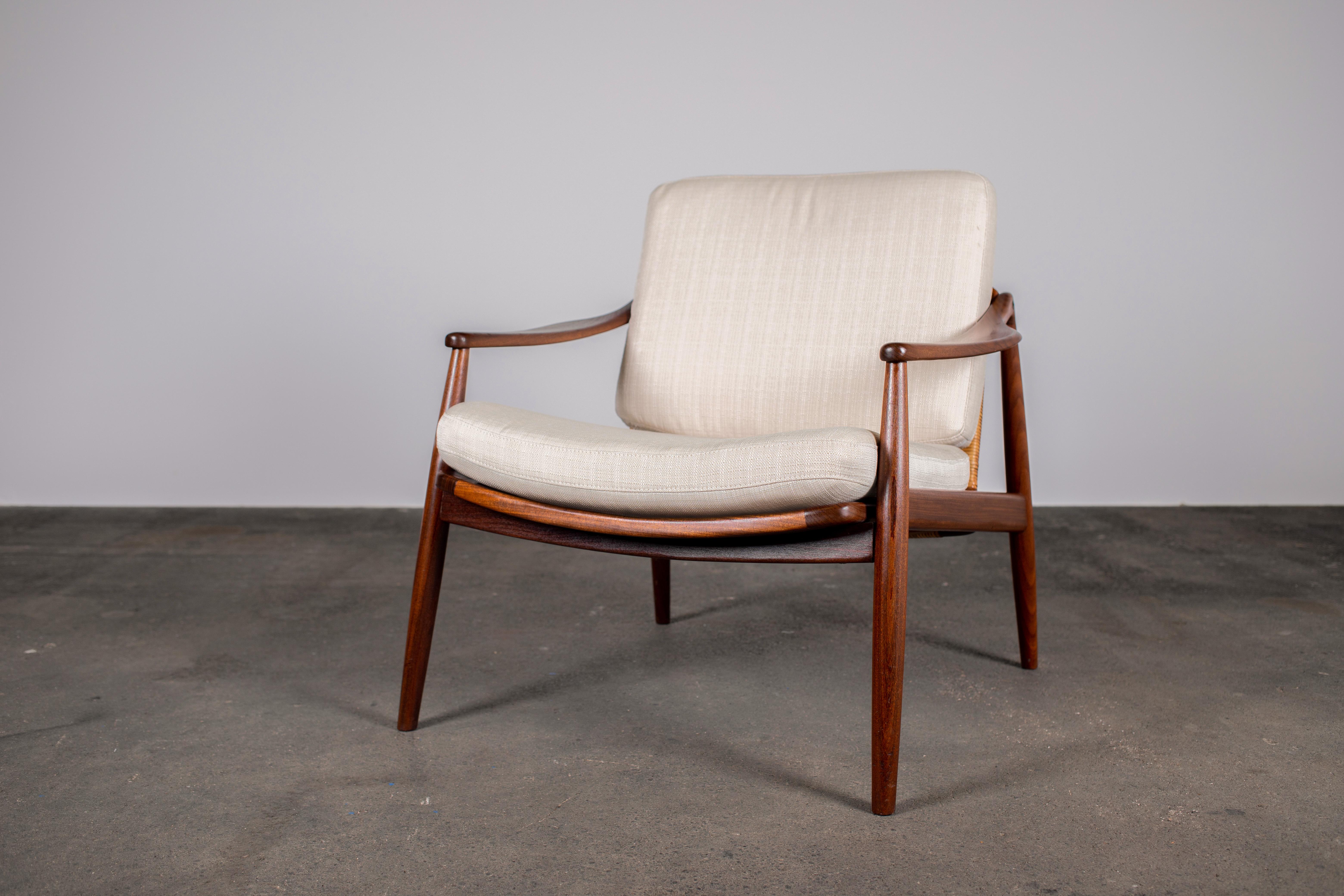 1950s Teak & Rattan Arm Chair by Hartmut Lohmeyer for Wilkhahn 1