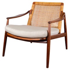 1950s Teak & Rattan Arm Chair by Hartmut Lohmeyer for Wilkhahn