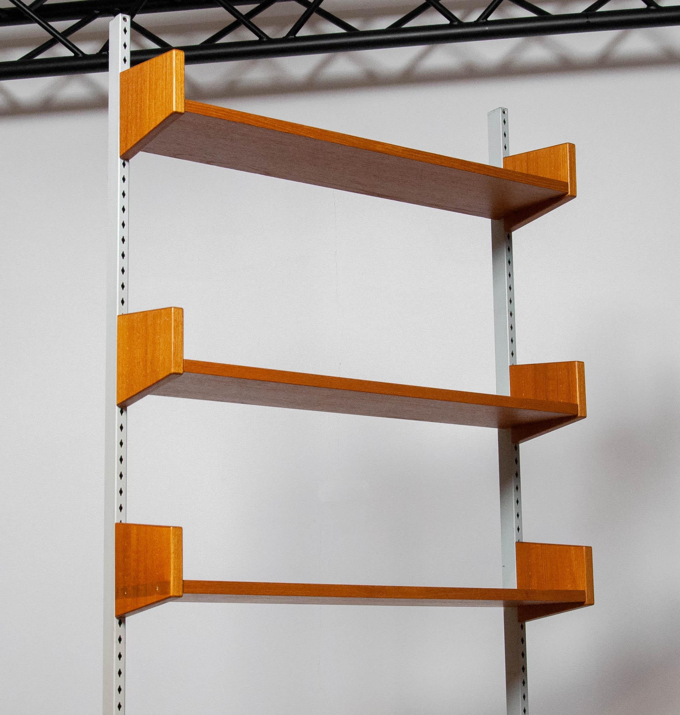 1950's Teak Shelf System / Bookcase in Teak with Steel Bars by Harald Lundqvist For Sale 1