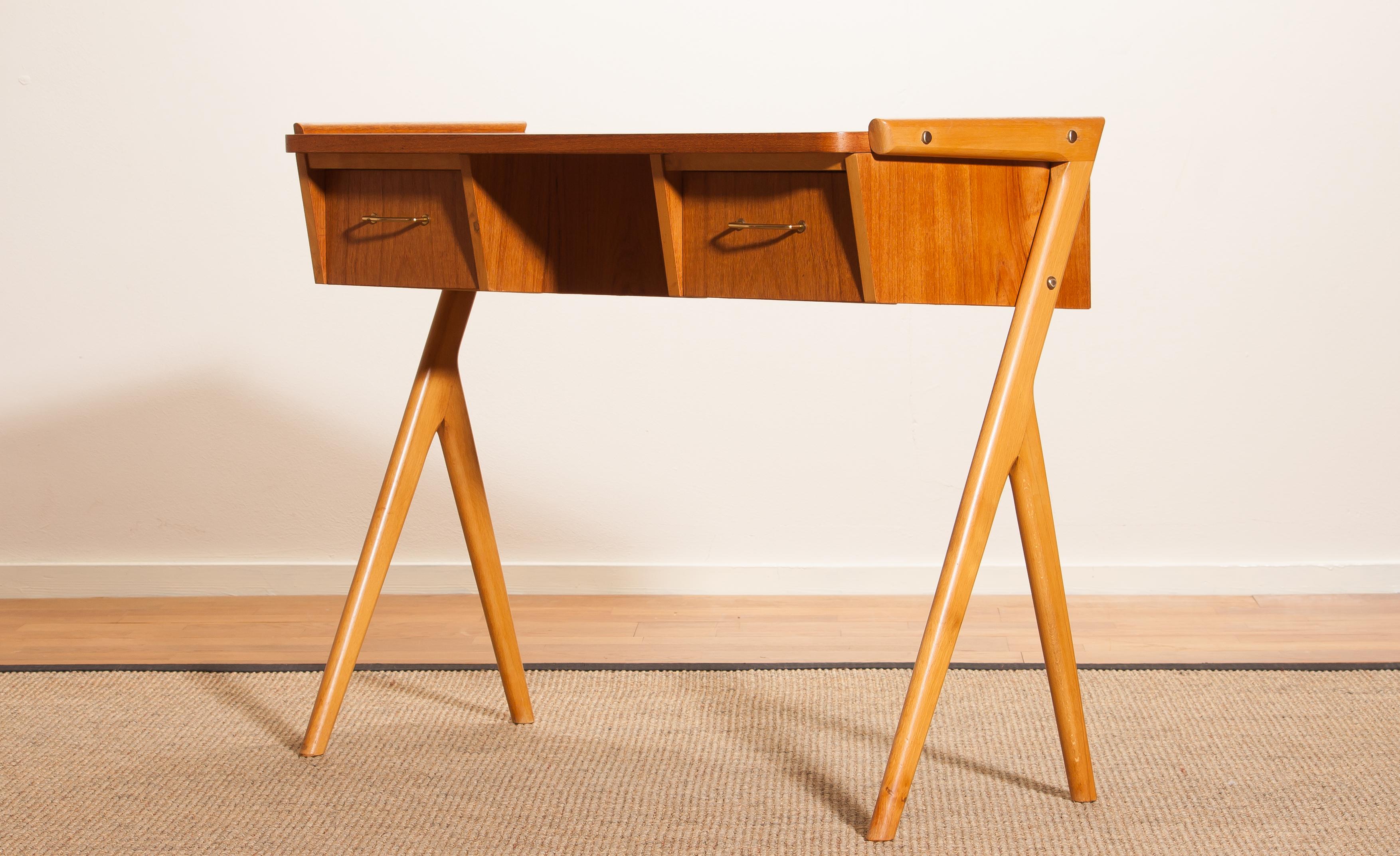 Mid-20th Century 1950s, Teak Swedish Vanity or Ladies Desk