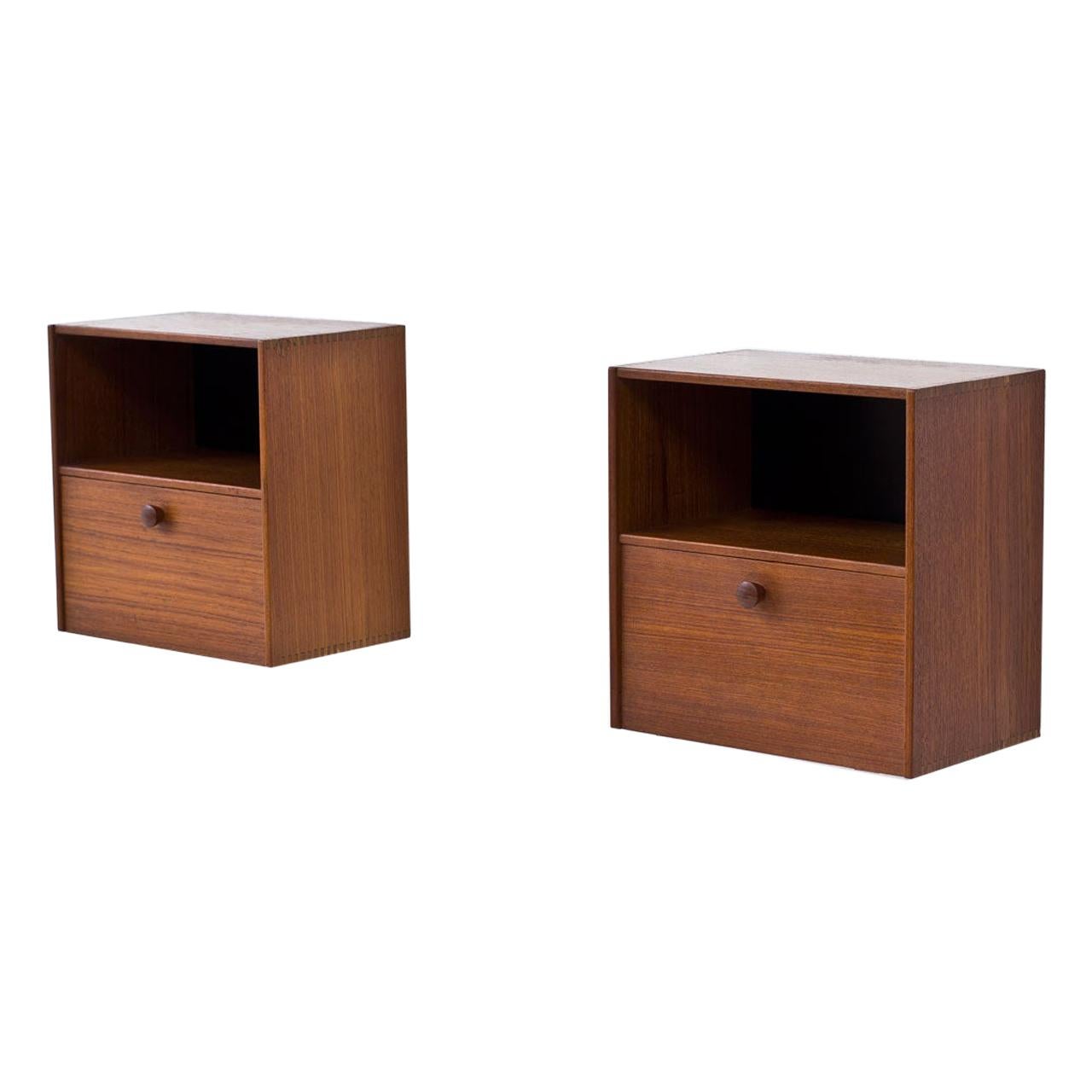 1950s Teak Wall-Mounted Night Stands by Troeds, Sweden