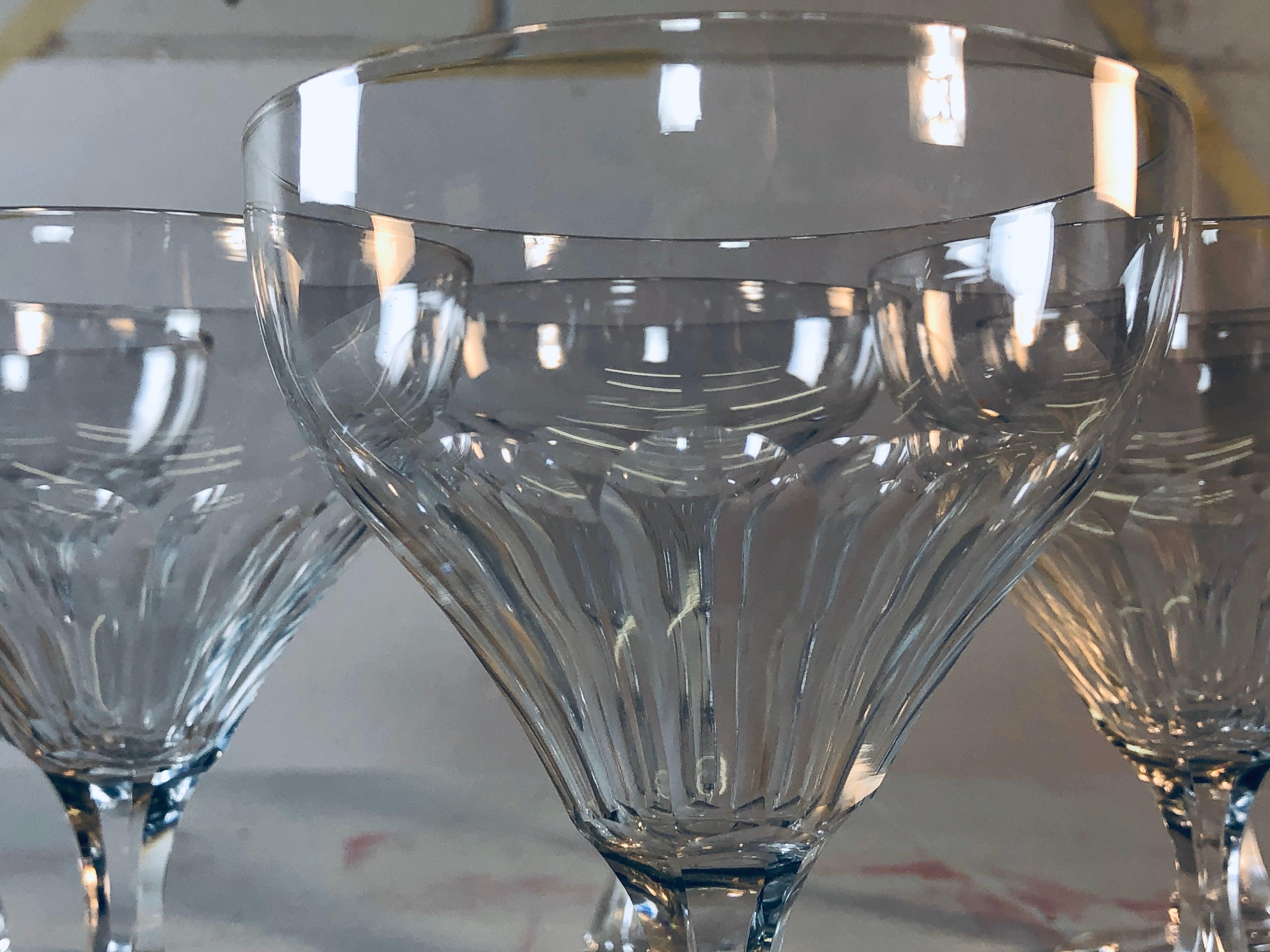 20th Century 1950s Teardrop Stem Glass Coupes, Set of 6 For Sale