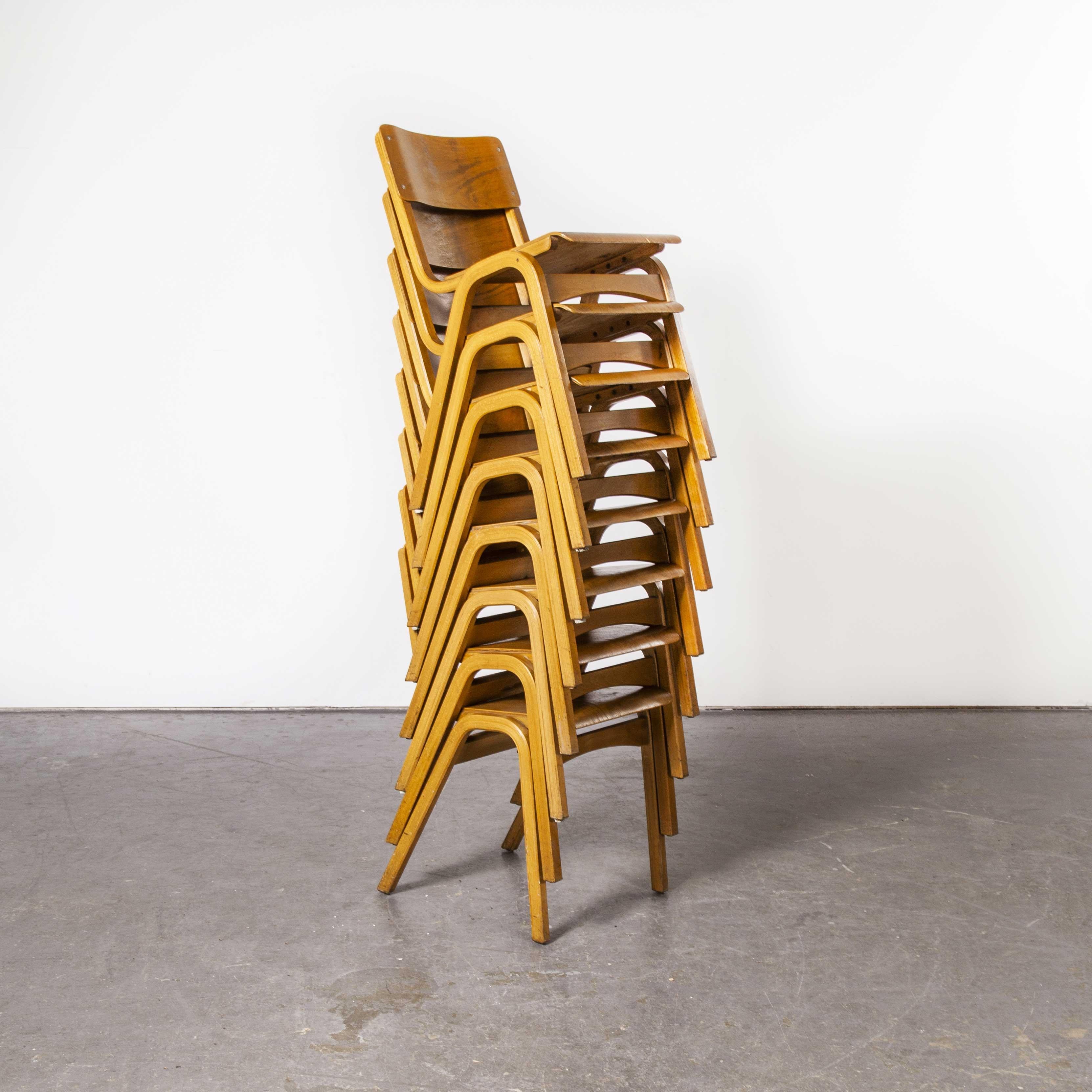 British 1950s Tecta Stacking Dining Chairs in Beechwood, Set of Eight