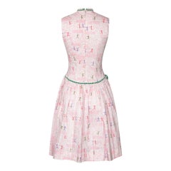 1950s Teena Paige Dancing Man Novelty Print Dress