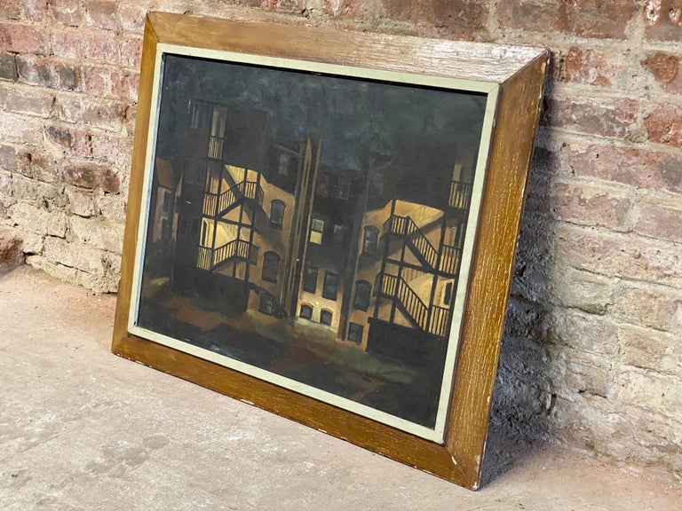 1950s Tenement Row House Painting by Leonard Buzz Wallace For Sale at ...