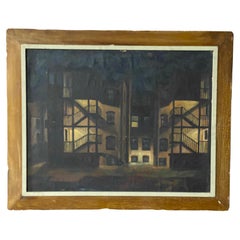1950s Tenement Row House Painting by Leonard Buzz Wallace