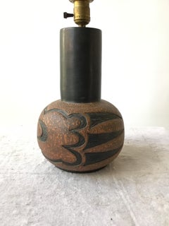 1950s Terracotta  Aztec Table Lamp