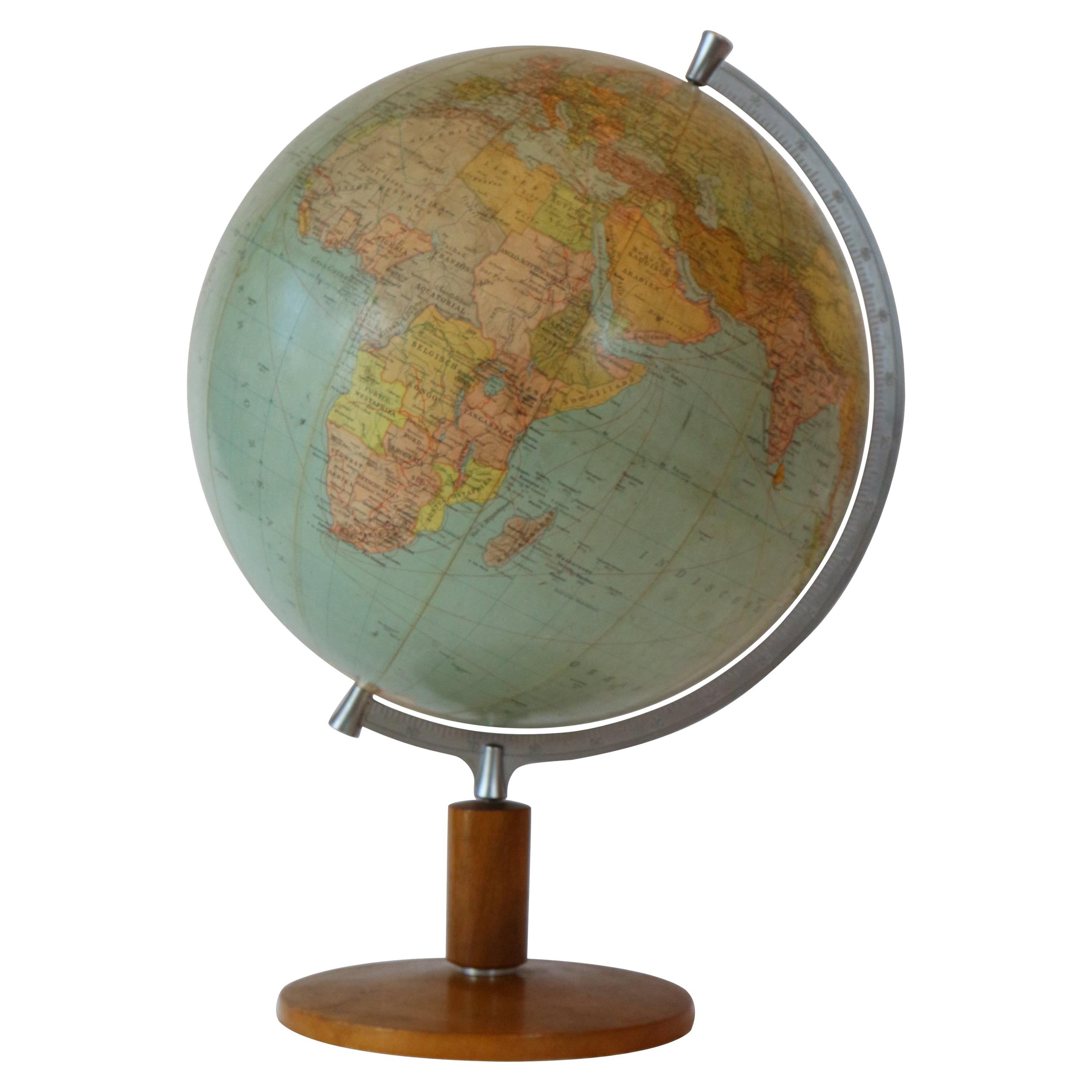 1950s Terrestrial Globe Swiss for Kummerly and Frey