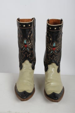 1950s Texas Custom Vintage Western Two-Tone "Thunderbird" Cowboy Boots Size 10