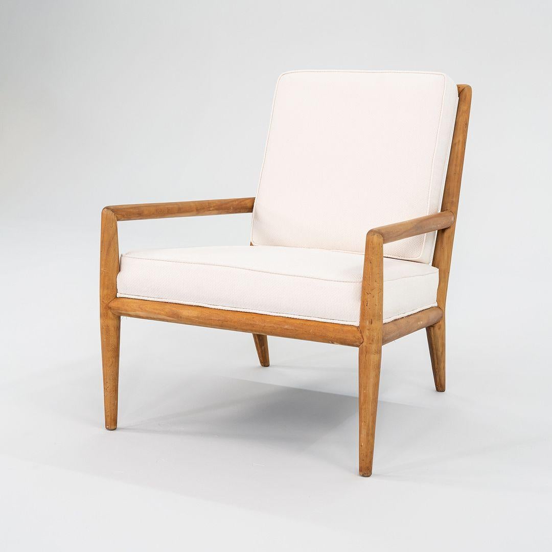 1950er Jahre T.H. Robsjohn Gibbings für Widdicomb, Loungesessel in neuem weißem Stoff (Moderne) im Angebot