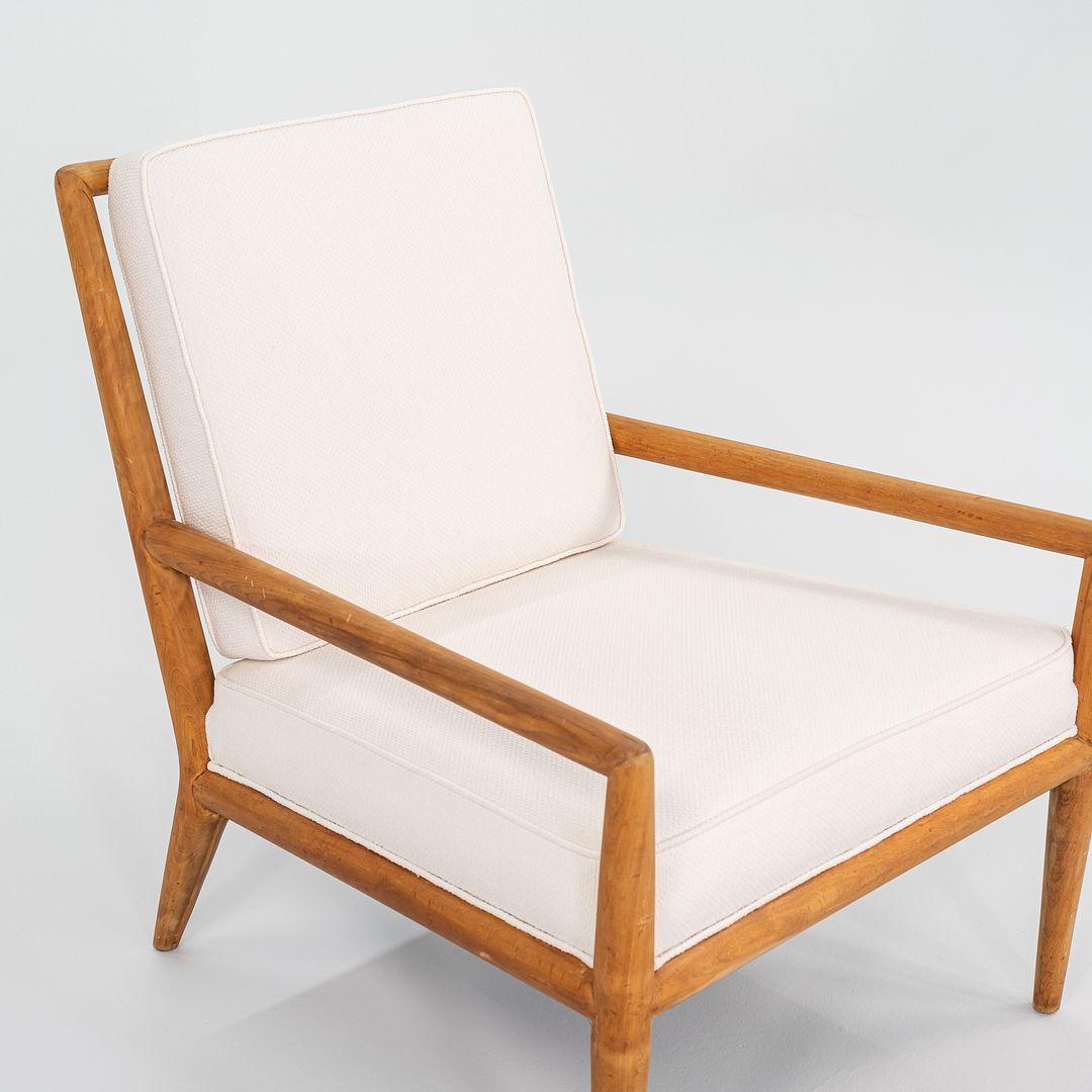 1950er Jahre T.H. Robsjohn Gibbings für Widdicomb, Loungesessel in neuem weißem Stoff (amerikanisch) im Angebot