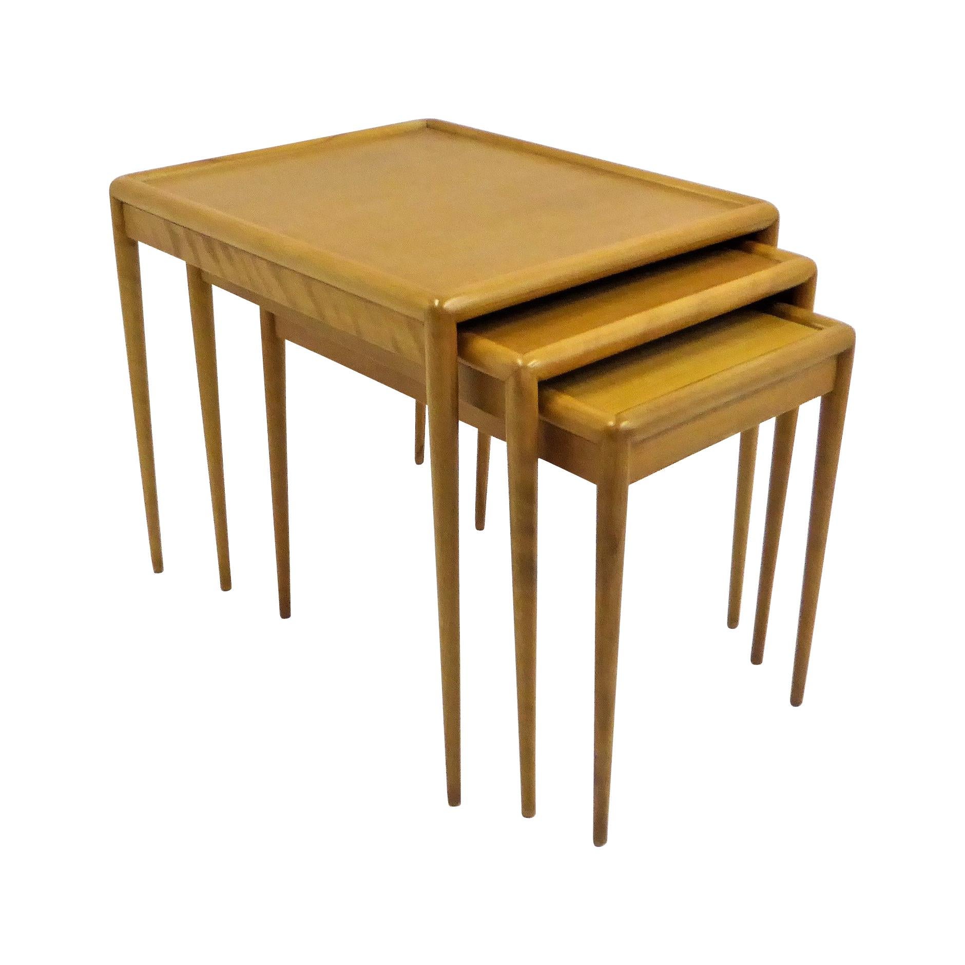 1950s Robsjohn Gibbings Mid Century Modern Nesting Stacking Tables for Widdicomb