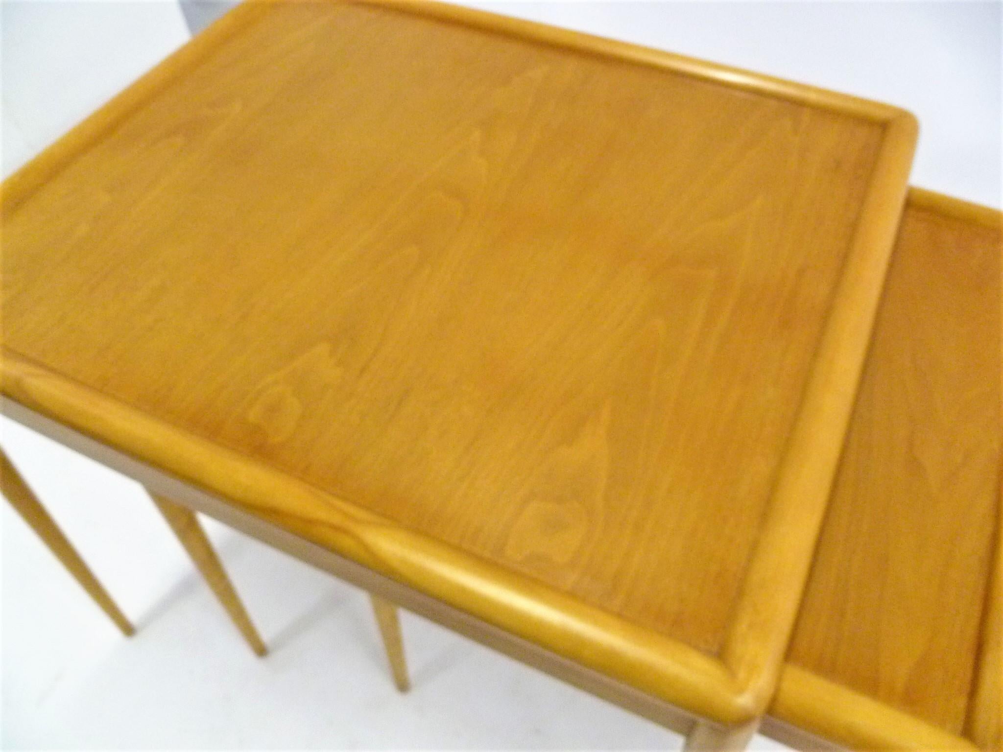 T.H. Robsjohn Gibbings MidCentury  Modern Walnut Nesting Tables Widdicomb 1950s 6