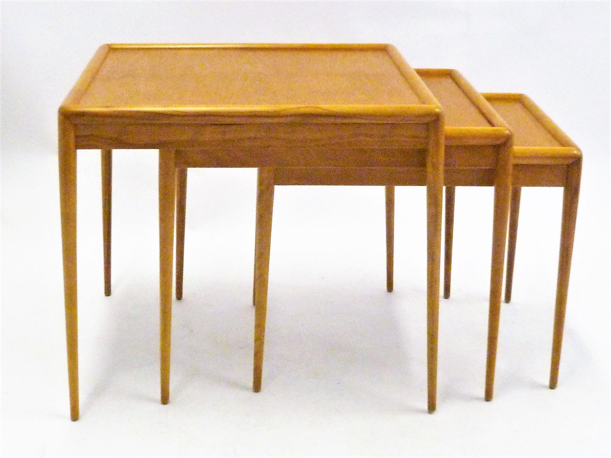 Mid-20th Century T.H. Robsjohn Gibbings MidCentury  Modern Walnut Nesting Tables Widdicomb 1950s