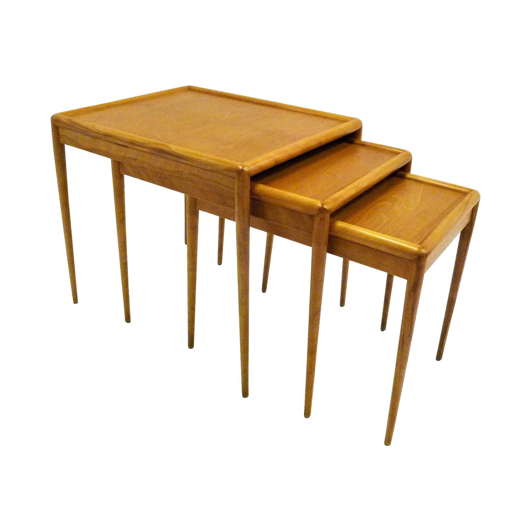 T.H. Robsjohn Gibbings MidCentury  Modern Walnut Nesting Tables Widdicomb 1950s