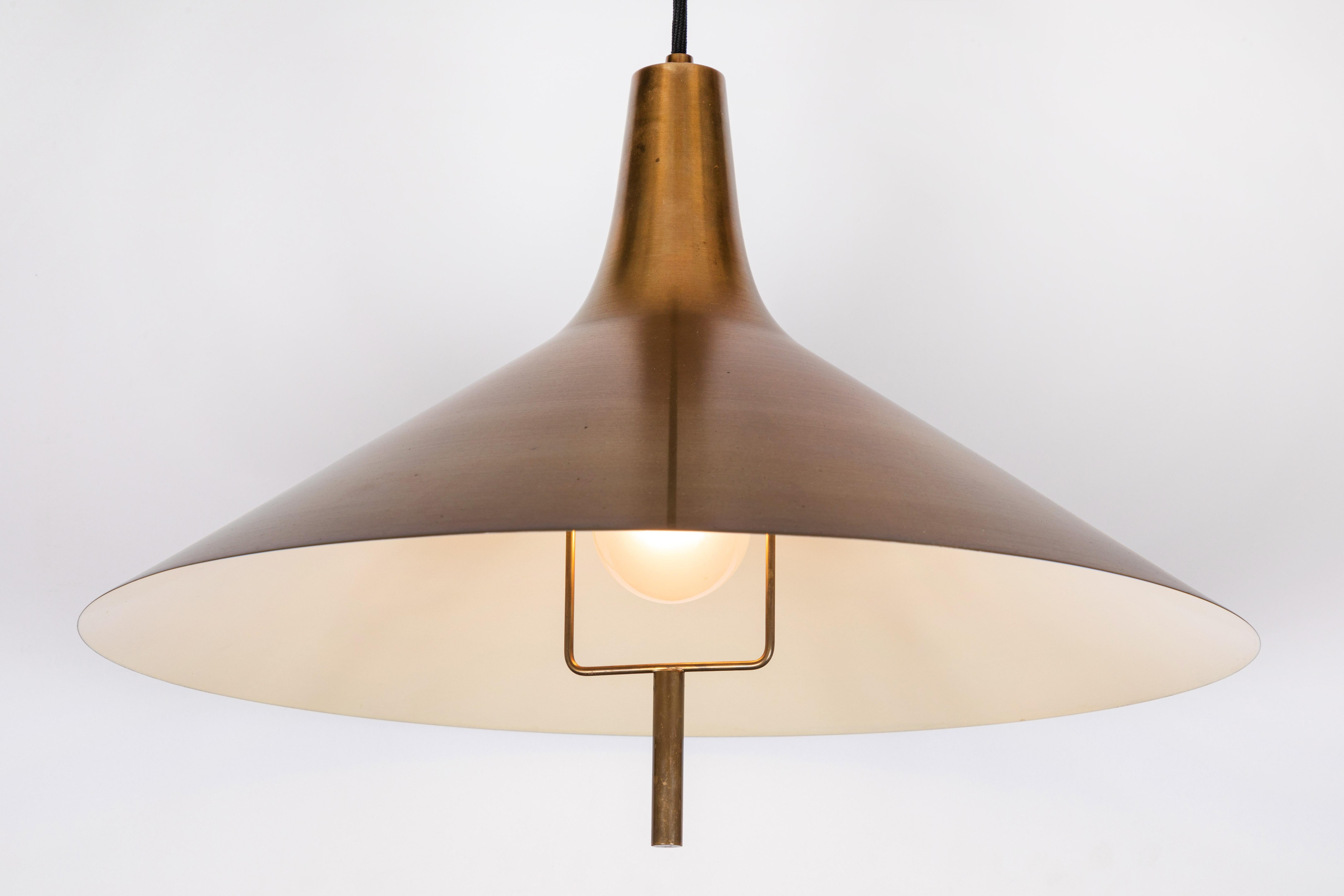 Scandinavian Modern 1950s TH Valentiner Brass Counterweight Pendant