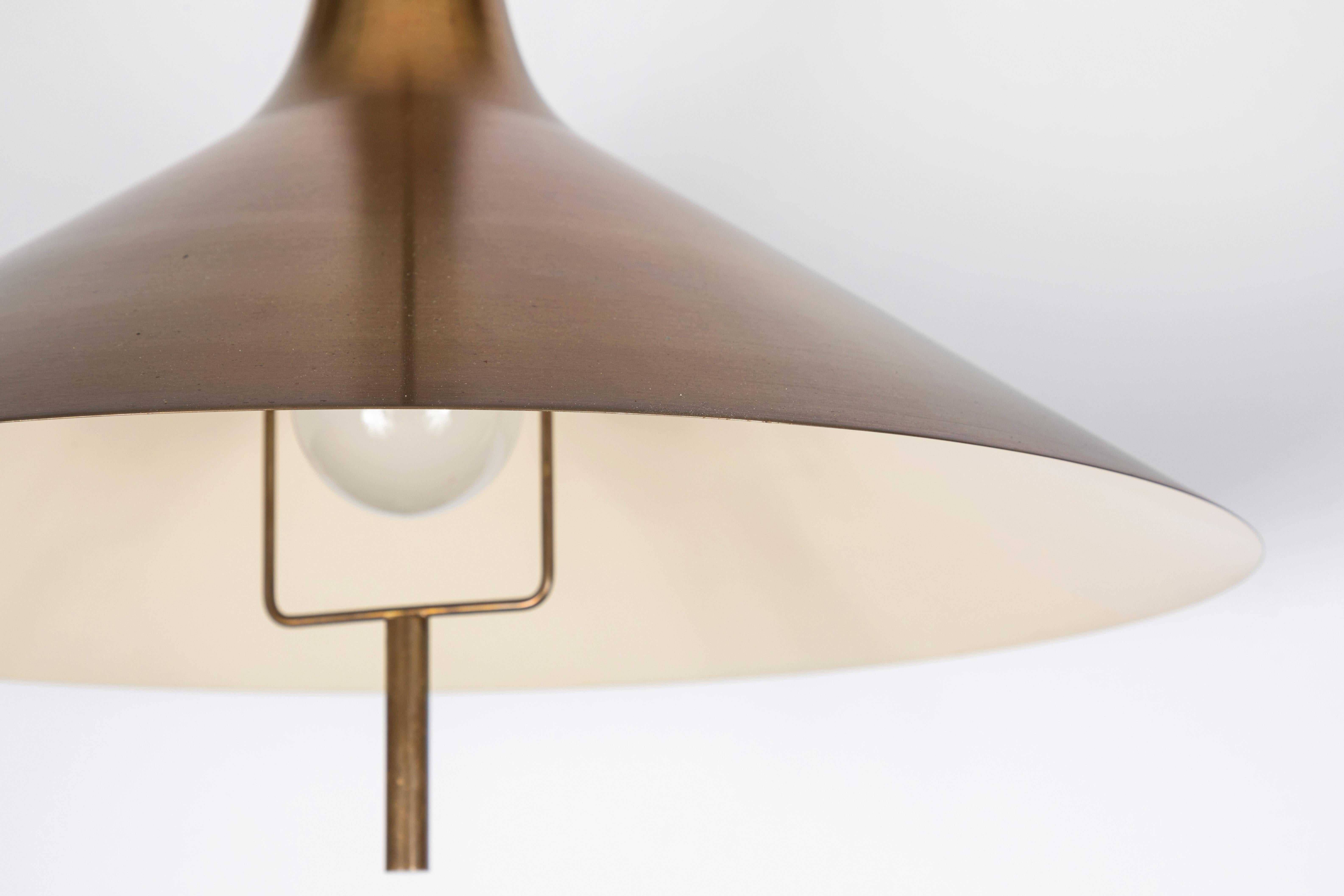 1950s TH Valentiner Brass Counterweight Pendant In Good Condition In Glendale, CA
