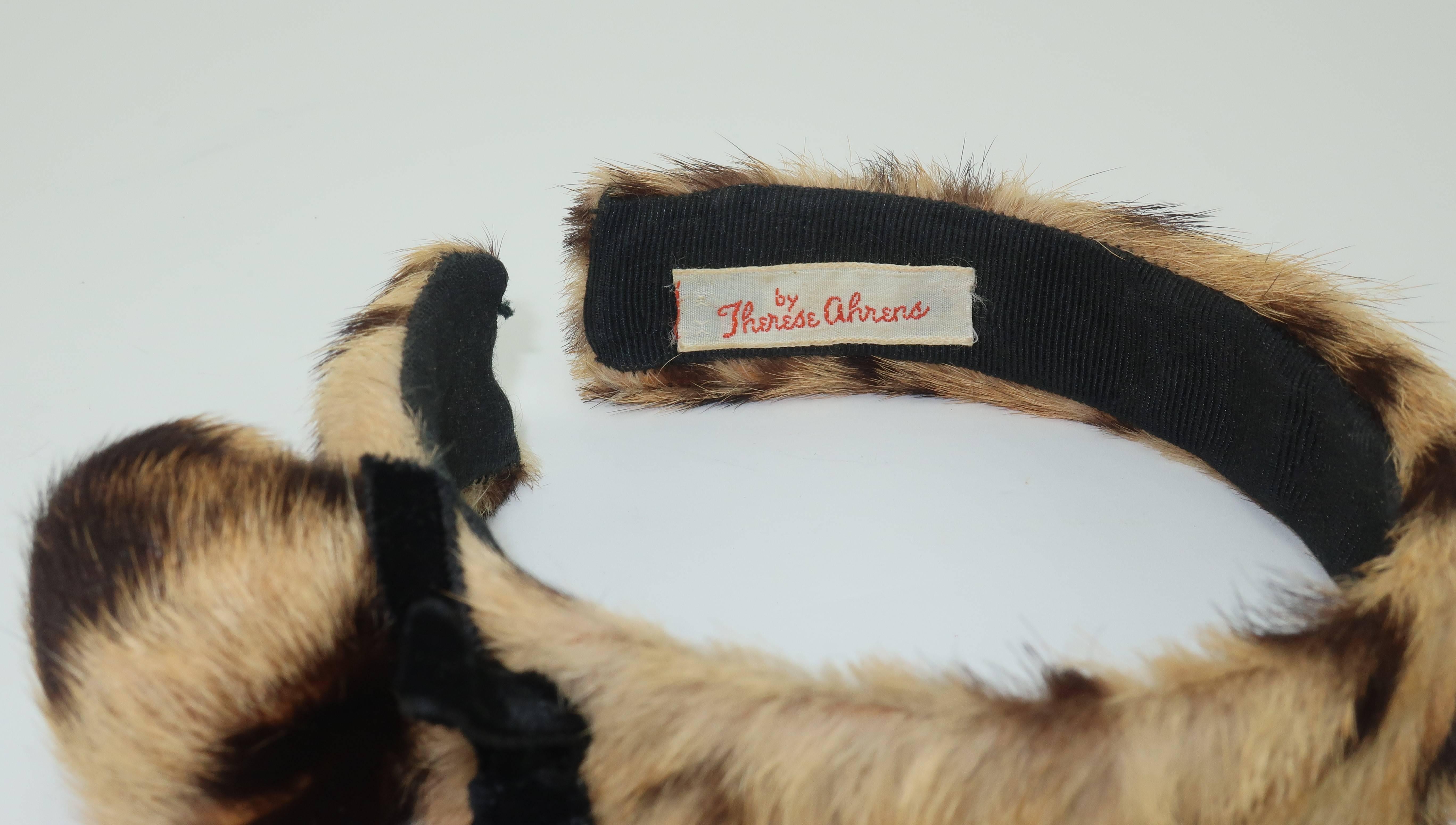1950’s Therese Ahrens Animal Print Fur Headband 4