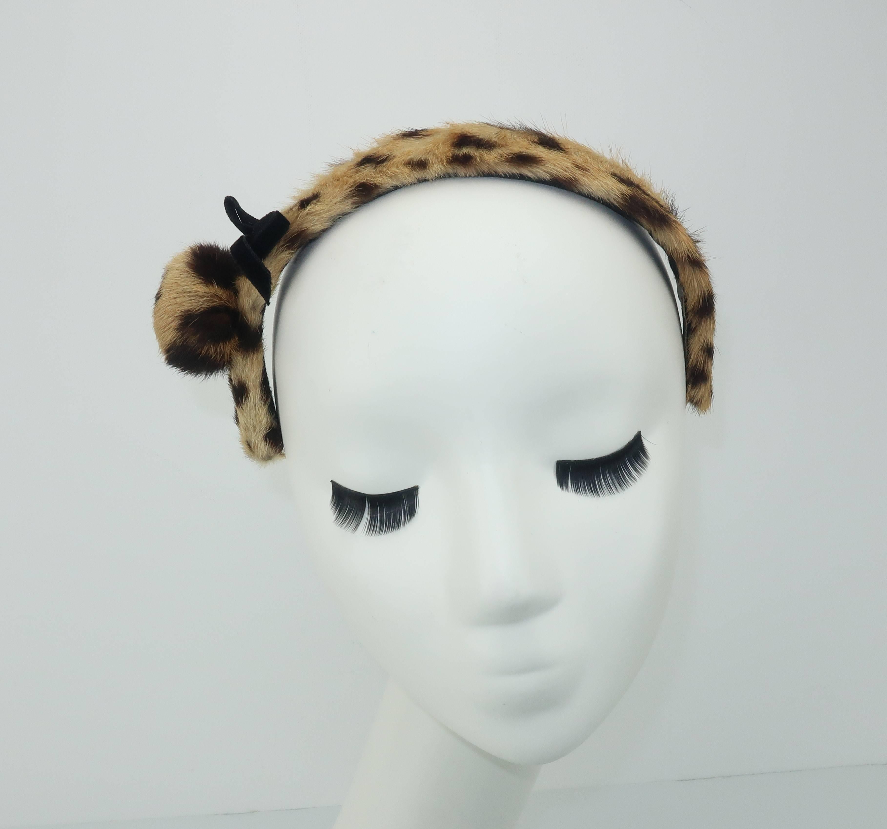 leopard print fur headband